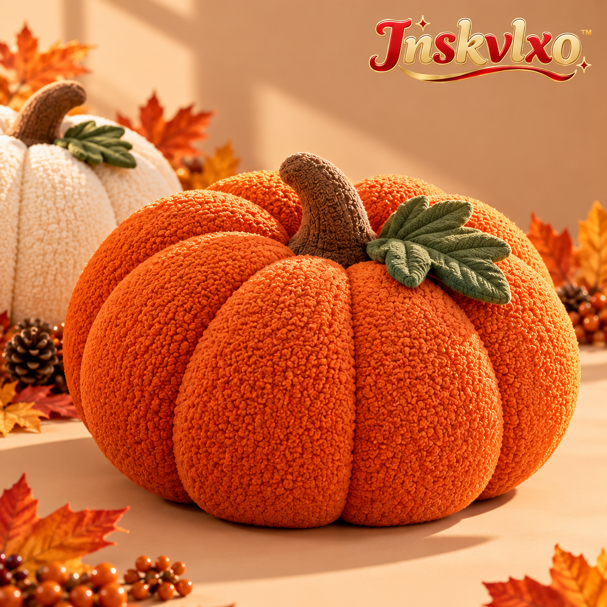 Inskvlxo™ HarvestHug Pumpkin Throw Pillow – Plush Halloween Pumpkin Decorative Cushion for Sofa, Bed & Accent Chair