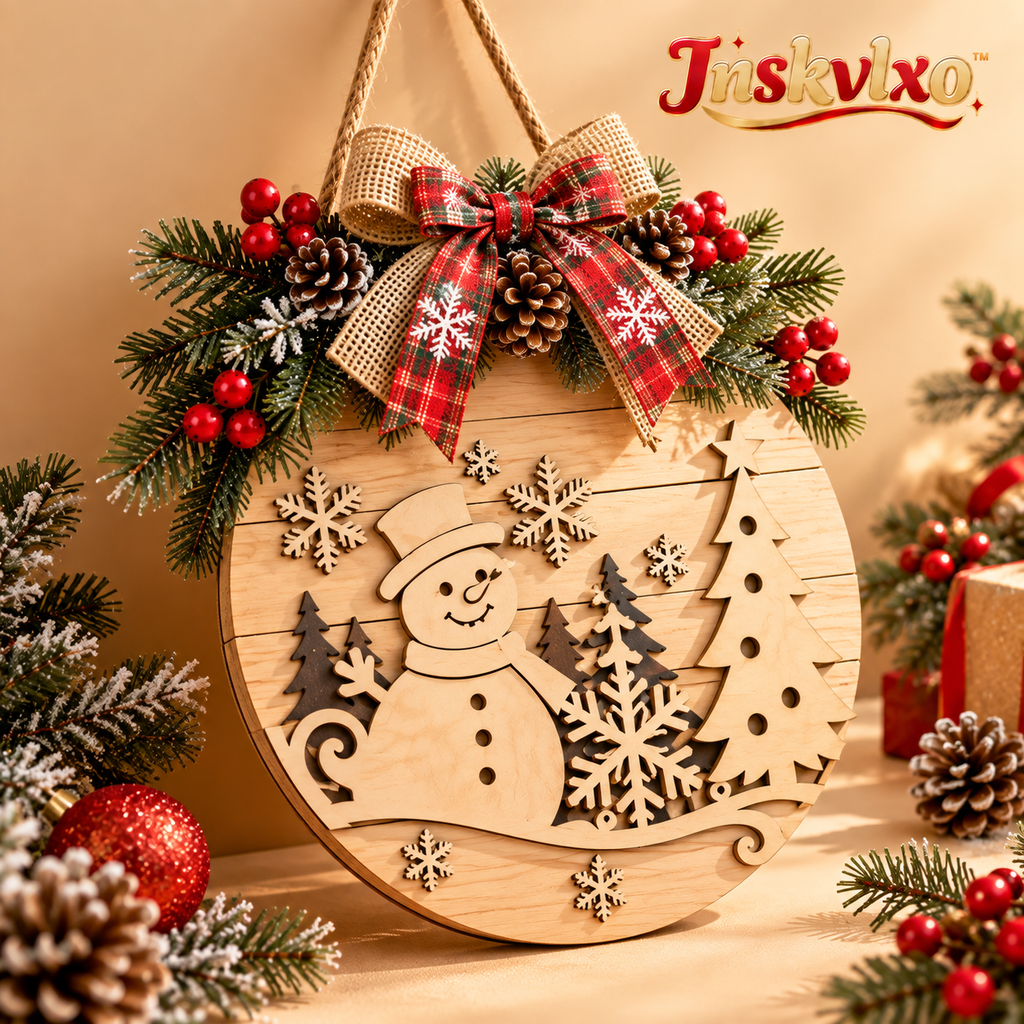 Inskvlxo™ Make-It-Merry Unfinished Wood Holiday Door Sign – DIY Paintable Wooden Hanging Sign